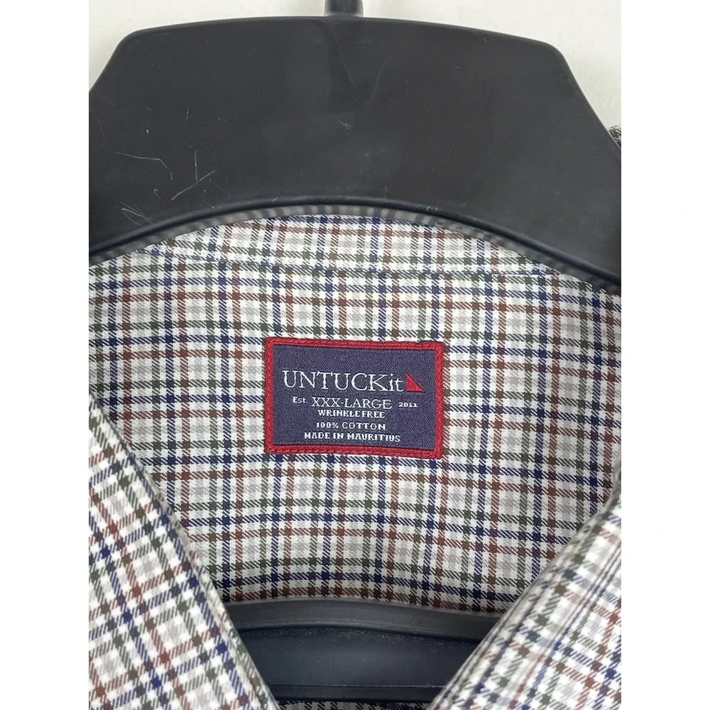 UNTUCKit Vinchenzo Wrinkle Free Shirt Men's 3XL Multi White Check‎ Cotton Casual - Picture 4 of 8